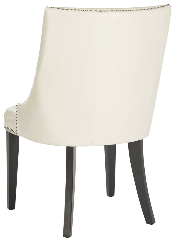 Safavieh AFTON Side Chairs - Elegant Upholstered Dining Seating with Nailhead Trim & Espresso Birch Legs Flat Cream MCR4715D-SET2