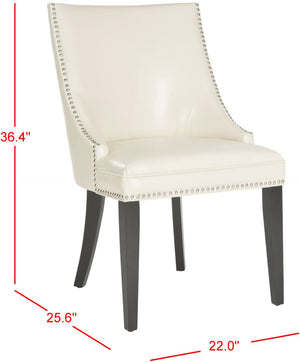 Safavieh AFTON Side Chairs - Elegant Upholstered Dining Seating with Nailhead Trim & Espresso Birch Legs Flat Cream MCR4715D-SET2