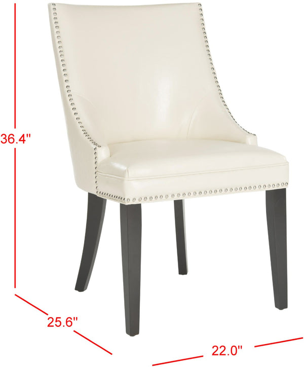 Safavieh AFTON Side Chairs - Elegant Upholstered Dining Seating with Nailhead Trim & Espresso Birch Legs Flat Cream MCR4715D-SET2
