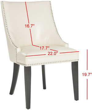 Safavieh AFTON Side Chairs - Elegant Upholstered Dining Seating with Nailhead Trim & Espresso Birch Legs Flat Cream MCR4715D-SET2
