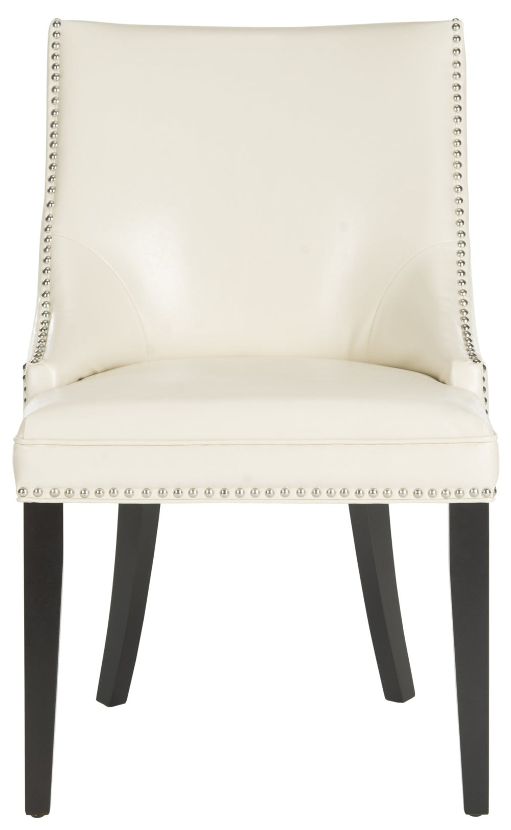 Safavieh AFTON Side Chairs - Elegant Upholstered Dining Seating with Nailhead Trim & Espresso Birch Legs Flat Cream MCR4715D-SET2