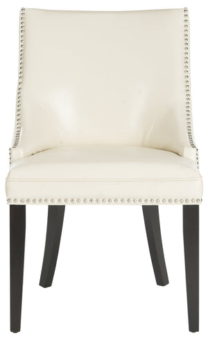 Safavieh AFTON Side Chairs - Elegant Upholstered Dining Seating with Nailhead Trim & Espresso Birch Legs Flat Cream MCR4715D-SET2