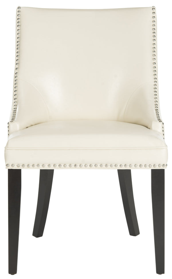 Safavieh AFTON Side Chairs - Elegant Upholstered Dining Seating with Nailhead Trim & Espresso Birch Legs Flat Cream MCR4715D-SET2