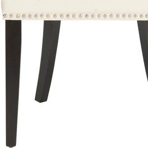 Safavieh AFTON Side Chairs - Elegant Upholstered Dining Seating with Nailhead Trim & Espresso Birch Legs Flat Cream MCR4715D-SET2
