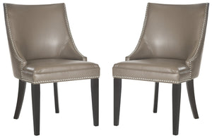 Safavieh AFTON Side Chairs - Elegant Upholstered Dining Seating with Nailhead Trim & Espresso Birch Legs Clay MCR4715F-SET2