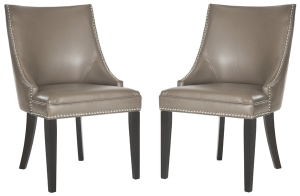 Safavieh AFTON Side Chairs - Elegant Upholstered Dining Seating with Nailhead Trim & Espresso Birch Legs Clay MCR4715F-SET2
