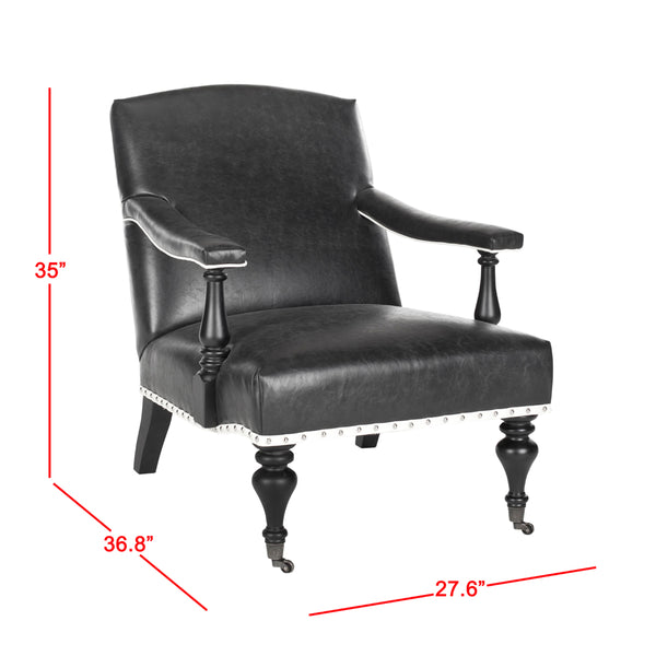 Safavieh Devona Arm Chair - Silver Nail Heads Antique Black  Mcr4731c