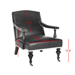 Safavieh Devona Arm Chair - Silver Nail Heads Antique Black  Mcr4731c