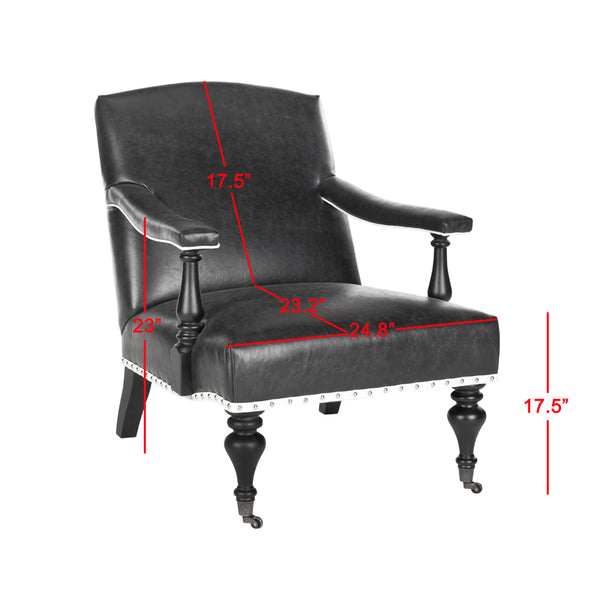 Safavieh Devona Arm Chair - Silver Nail Heads Antique Black  Mcr4731c