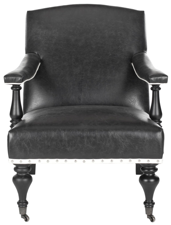 Safavieh Devona Arm Chair - Silver Nail Heads Antique Black  Mcr4731c