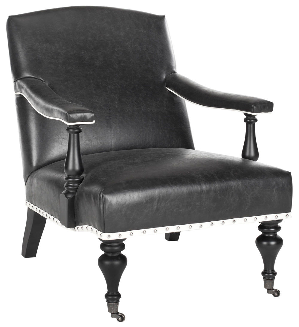 Safavieh Devona Arm Chair - Silver Nail Heads Antique Black  Mcr4731c