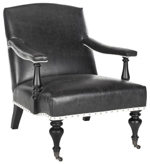 Safavieh Devona Arm Chair - Silver Nail Heads Antique Black  Mcr4731c