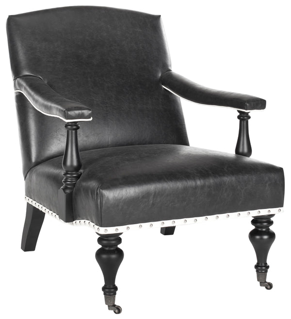Safavieh Devona Arm Chair - Silver Nail Heads Antique Black  Mcr4731c