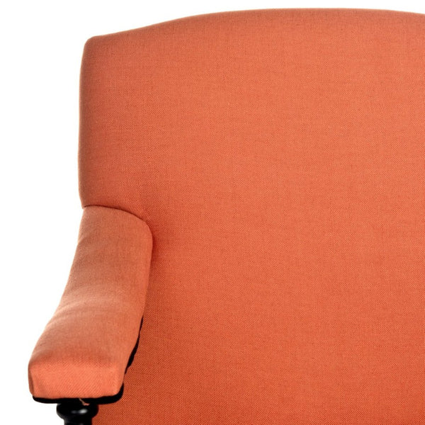 Safavieh Devona Arm Chair - 17Th Century Inspired Design With Polished Brass Nailheads & Orange Upholstery MCR4731E