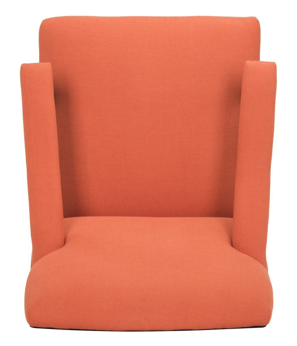 Safavieh Devona Arm Chair - 17Th Century Inspired Design With Polished Brass Nailheads & Orange Upholstery MCR4731E