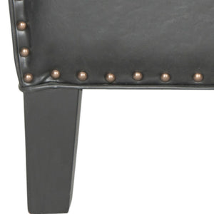 Safavieh Evander Club Chair - Elegant Antique Black Pu Leather With Brass Nail Heads For Modern Comfort MCR4732A