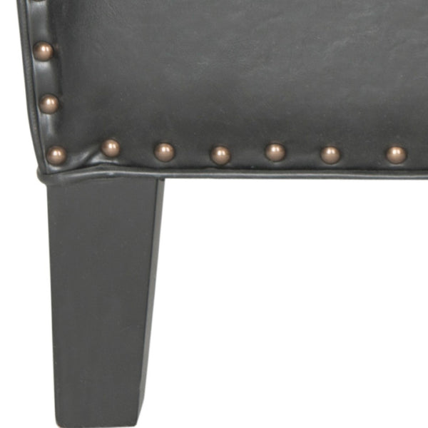 Safavieh Evander Club Chair - Elegant Antique Black Pu Leather With Brass Nail Heads For Modern Comfort MCR4732A