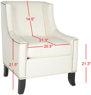 Safavieh Daniel Club Chair - Antique White Pu Leather With Silver Nail Head Trim For Modern Elegance MCR4733B