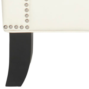 Safavieh Daniel Club Chair - Antique White Pu Leather With Silver Nail Head Trim For Modern Elegance MCR4733B