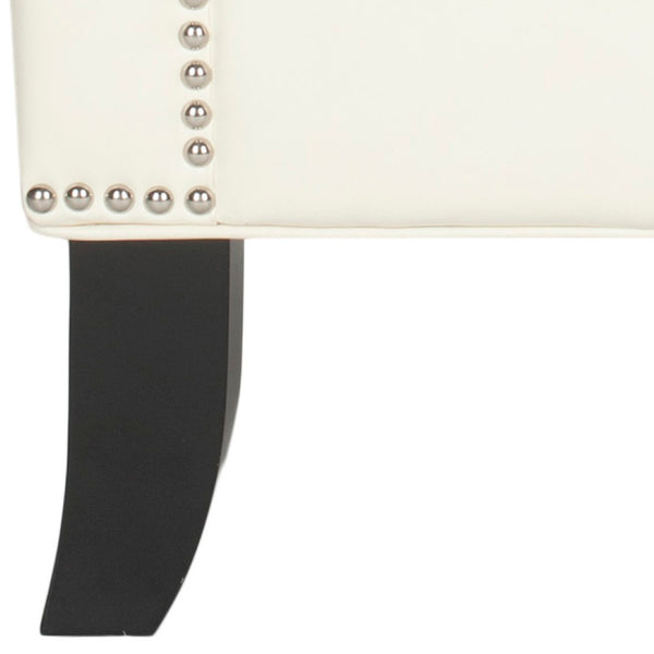 Safavieh Daniel Club Chair - Antique White Pu Leather With Silver Nail Head Trim For Modern Elegance MCR4733B
