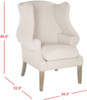 Safavieh Kameron Club Chair - Elegant Wingback Design With Black Nail Head Trim For Timeless Comfort True Taupe MCR4734A