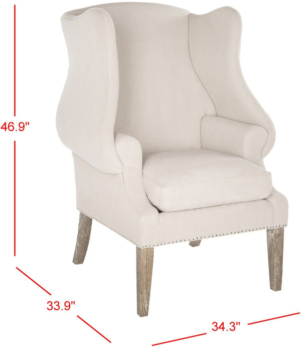 Safavieh Kameron Club Chair - Elegant Wingback Design With Black Nail Head Trim For Timeless Comfort True Taupe MCR4734A