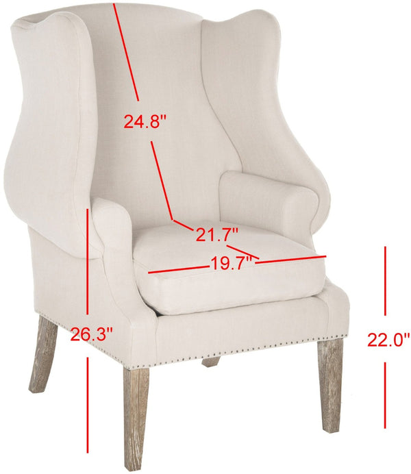 Safavieh Kameron Club Chair - Elegant Wingback Design With Black Nail Head Trim For Timeless Comfort True Taupe MCR4734A