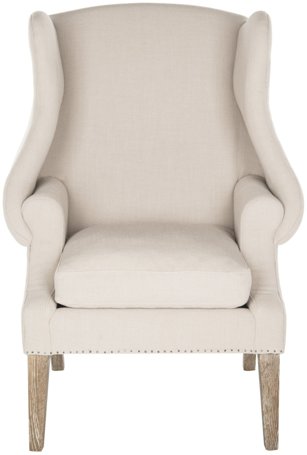 Safavieh Kameron Club Chair - Elegant Wingback Design With Black Nail Head Trim For Timeless Comfort True Taupe MCR4734A