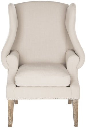 Safavieh Kameron Club Chair - Elegant Wingback Design With Black Nail Head Trim For Timeless Comfort True Taupe MCR4734A
