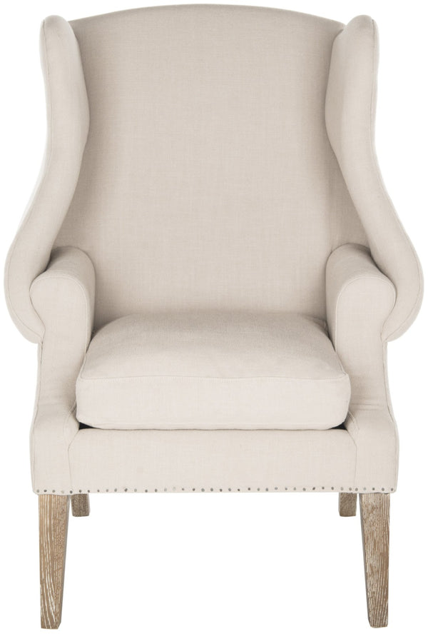 Safavieh Kameron Club Chair - Elegant Wingback Design With Black Nail Head Trim For Timeless Comfort True Taupe MCR4734A