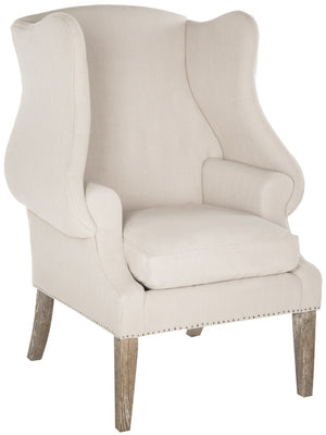 Safavieh Kameron Club Chair - Elegant Wingback Design With Black Nail Head Trim For Timeless Comfort True Taupe MCR4734A