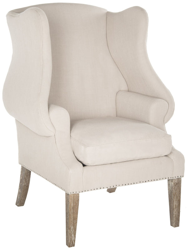 Safavieh Kameron Club Chair - Elegant Wingback Design With Black Nail Head Trim For Timeless Comfort True Taupe MCR4734A