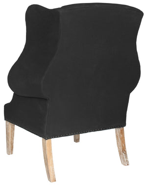 Safavieh Kameron Club Chair - Elegant Wingback Design With Black Nail Head Trim For Timeless Comfort Black MCR4734B