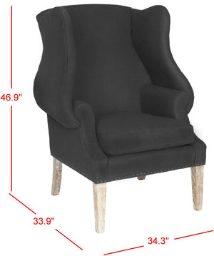 Safavieh Kameron Club Chair - Elegant Wingback Design With Black Nail Head Trim For Timeless Comfort Black MCR4734B