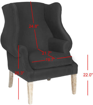 Safavieh Kameron Club Chair - Elegant Wingback Design With Black Nail Head Trim For Timeless Comfort Black MCR4734B