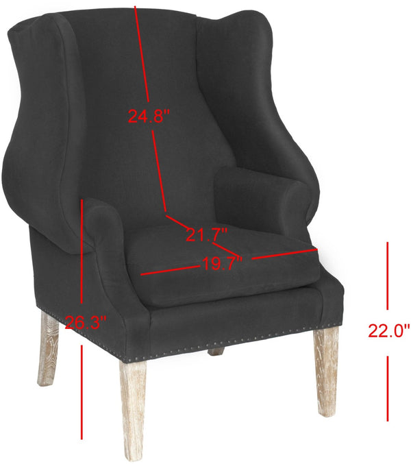 Safavieh Kameron Club Chair - Elegant Wingback Design With Black Nail Head Trim For Timeless Comfort Black MCR4734B