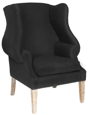 Safavieh Kameron Club Chair - Elegant Wingback Design With Black Nail Head Trim For Timeless Comfort Black MCR4734B
