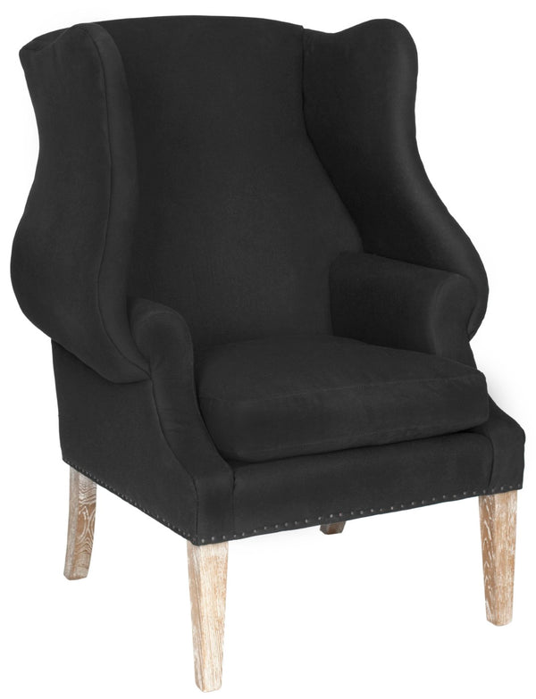 Safavieh Kameron Club Chair - Elegant Wingback Design With Black Nail Head Trim For Timeless Comfort Black MCR4734B