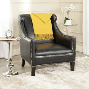 Safavieh Mckinley Club Chair - Stylish Antique Black Pu Leather With Silver Nailheads For Modern Spaces MCR4735A