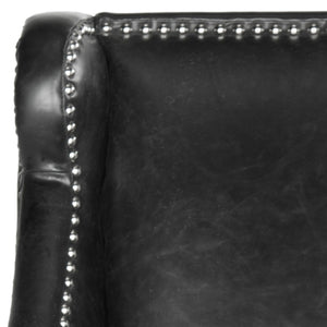 Safavieh Mckinley Club Chair - Stylish Antique Black Pu Leather With Silver Nailheads For Modern Spaces MCR4735A