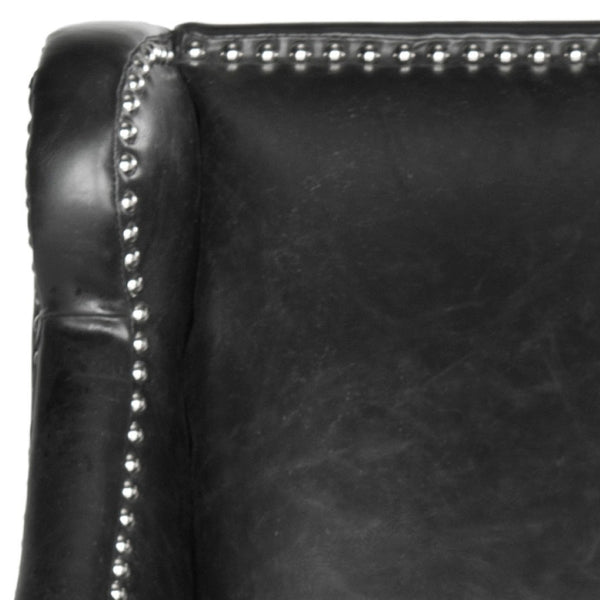 Safavieh Mckinley Club Chair - Stylish Antique Black Pu Leather With Silver Nailheads For Modern Spaces MCR4735A