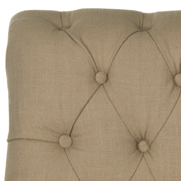 Safavieh Bennet Club Chair - Modern Edwardian Tufted Accent Seat In True Taupe Linen With Black Birch Feet MCR4737A