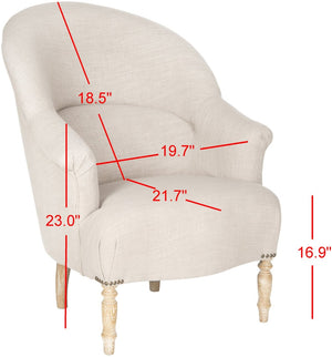 Safavieh Genesa Linen Club Chair - Timeless Comfort With Brass Nail Heads & Stylish Oak Frame For Any Space MCR4738A
