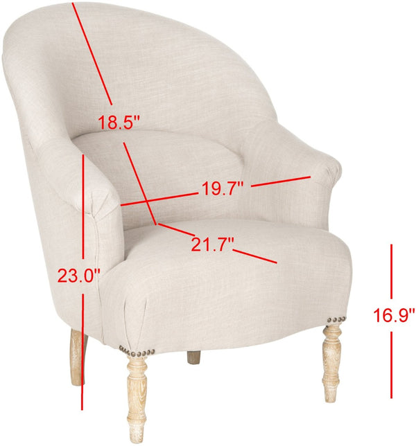 Safavieh Genesa Linen Club Chair - Timeless Comfort With Brass Nail Heads & Stylish Oak Frame For Any Space MCR4738A