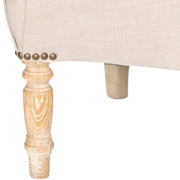 Safavieh Genesa Linen Club Chair - Timeless Comfort With Brass Nail Heads & Stylish Oak Frame For Any Space MCR4738A