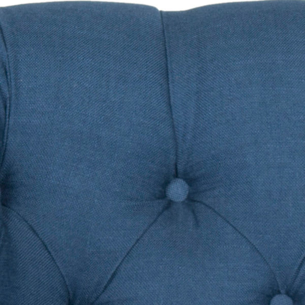 Safavieh Nicolas Tufted Club Chair - Elegant Steel Blue Linen Accent Chair With Rolled Arms & Casters MCR4740A
