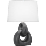 Robert Abbey Matte Ash Fusion Table Lamp Matte Ash Glazed Ceramic with Polished Nickel Accents Oval Oyster Linen Shade