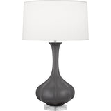 Robert Abbey Matte Ash Pike Table Lamp Matte Ash Glazed Ceramic with Lucite Base Pearl Dupoini Fabric Shade