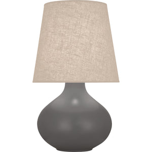 Robert Abbey Matte Ash June Table Lamp Matte Ash Glazed Ceramic Buff Linen Shade