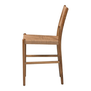 Bali & Pari Alva Handwoven Paper Loom Counterstool Mahogany Frame Boho Kitchen Seat